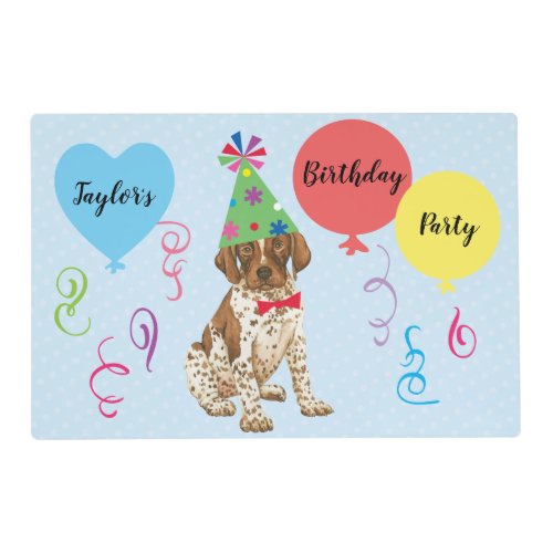 Birthday Party Balloons German Shorthaired Pointer Placemat