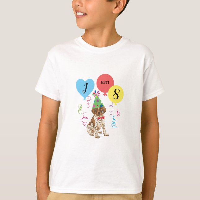 Birthday Party Balloons German Shorthaired Pointer T-Shirt (Front)