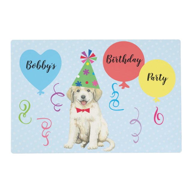 Birthday Party Balloons Great Pyrenees Placemat (Front)