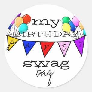 Birthday Party Balloons Guest Favor Classic Round Sticker