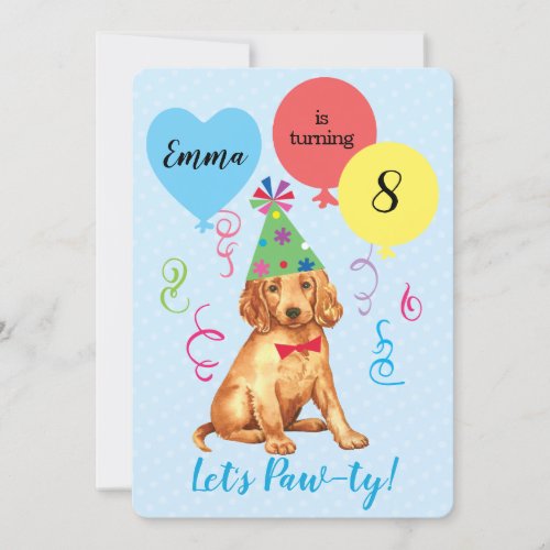 Birthday Party Balloons Irish Setter Invitation