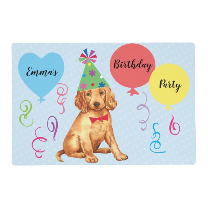 Birthday Party Balloons Irish Setter Placemat