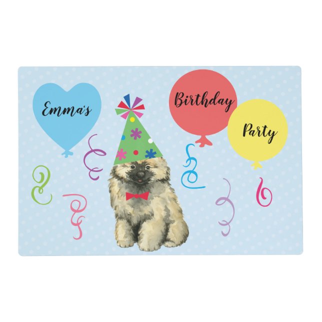 Birthday Party Balloons Keeshond Placemat (Front)