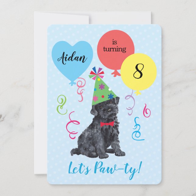 Birthday Party Balloons Kerry Blue Terrier Invitation (Front)