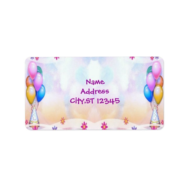 Birthday Party Balloons Label (Front)