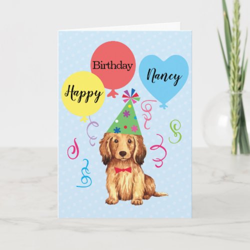 Birthday Party Balloons Longhaired Dachshund Card