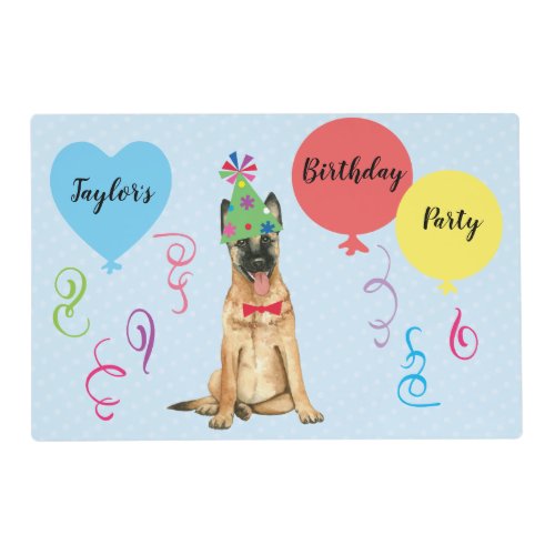 Birthday Party Balloons Malinois Placemat