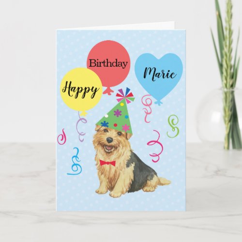 Birthday Party Balloons Norfolk Terrier Card
