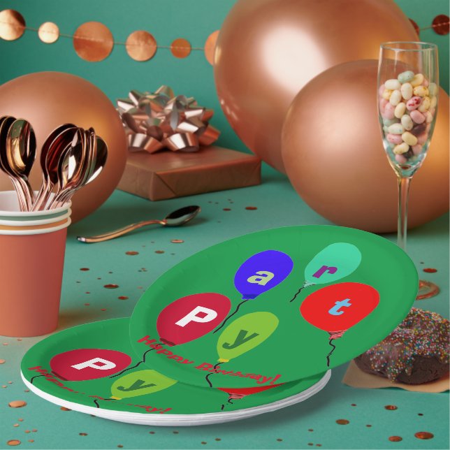 Birthday Party Balloons Paper Plates (Multi)