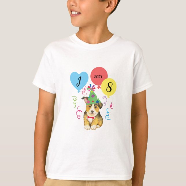 Birthday Party Balloons Pembroke Welsh Corgi T-Shirt (Front)