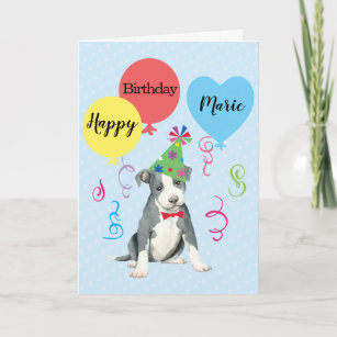 Pitbull Bikini Birthday Card 