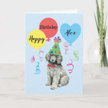 Birthday Party Balloons Poodle Card by DogsInk at Zazzle