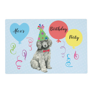Birthday Party Balloons Poodle Placemat
