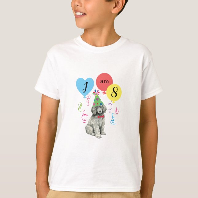 Birthday Party Balloons Poodle T-Shirt (Front)