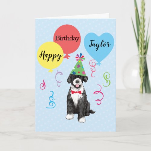 Birthday Party Balloons Portuguese Water Dog Card