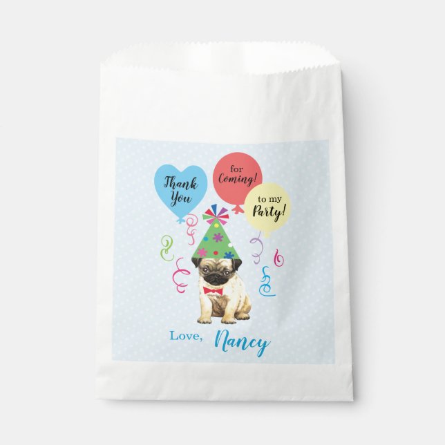 Birthday Party Balloons Pug Favor Bag (Front)