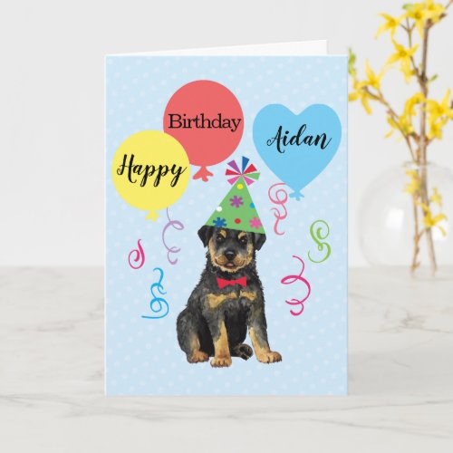 Birthday Party Balloons Rottweiler Card