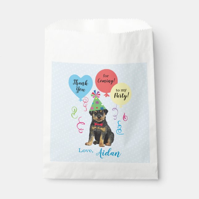 Birthday Party Balloons Rottweiler Favor Bag (Front)