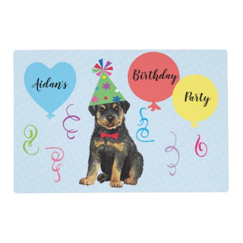 Birthday Party Balloons Rottweiler Placemat