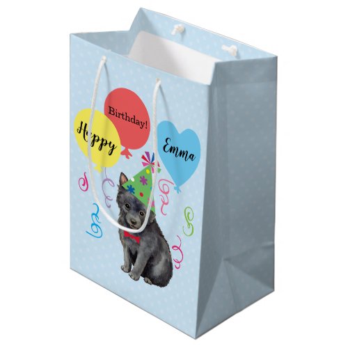 Birthday Party Balloons Schipperke Medium Gift Bag