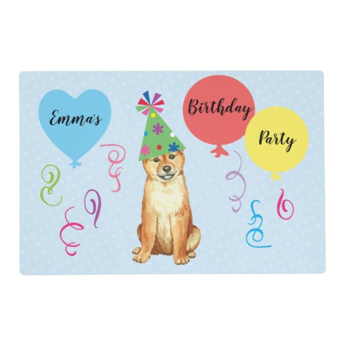 Birthday Party Balloons Shiba Inu Placemat