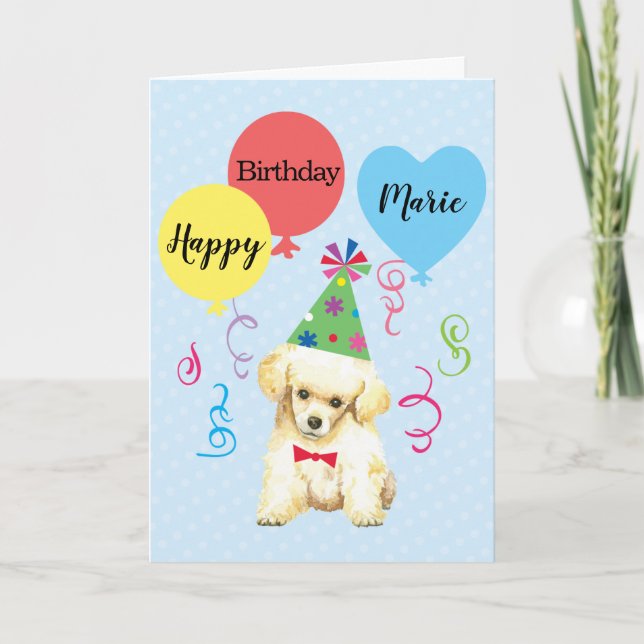 Birthday Party Balloons Toy Poodle Card (Front)