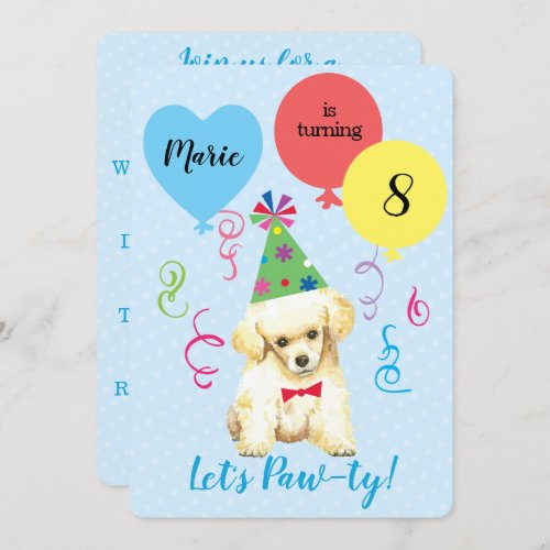 Birthday Party Balloons Toy Poodle Invitation