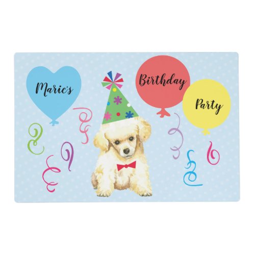 Birthday Party Balloons Toy Poodle Placemat