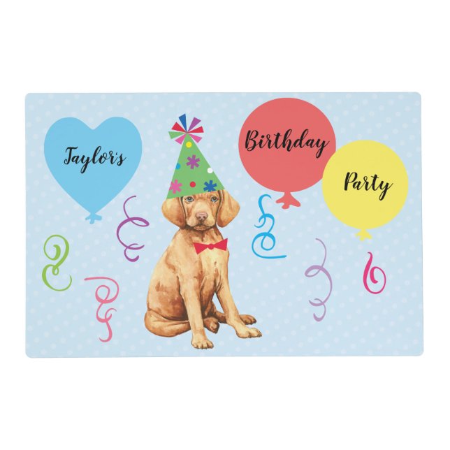 Birthday Party Balloons Vizsla Placemat (Front)