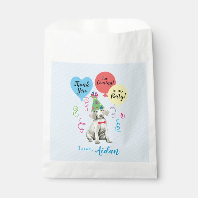 Birthday Party Balloons Weimaraner Favor Bag (Front)
