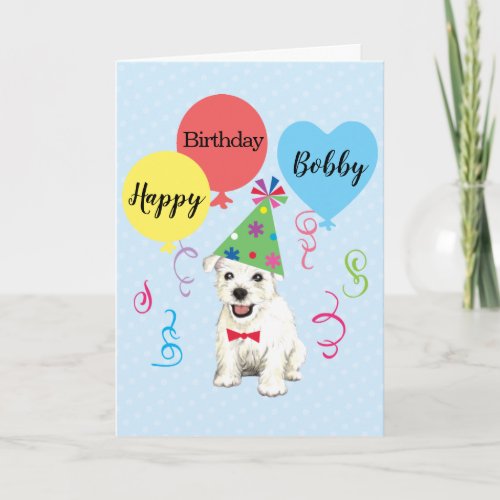 Birthday Party Balloons Westie Card