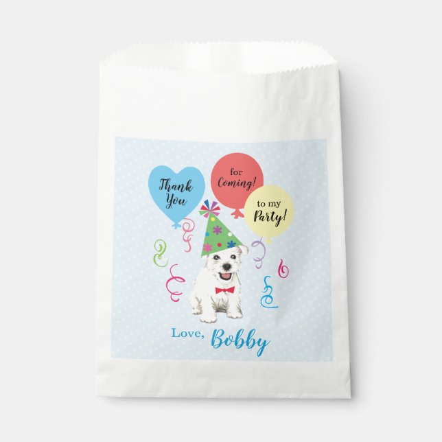 Birthday Party Balloons Westie Favor Bag (Front)