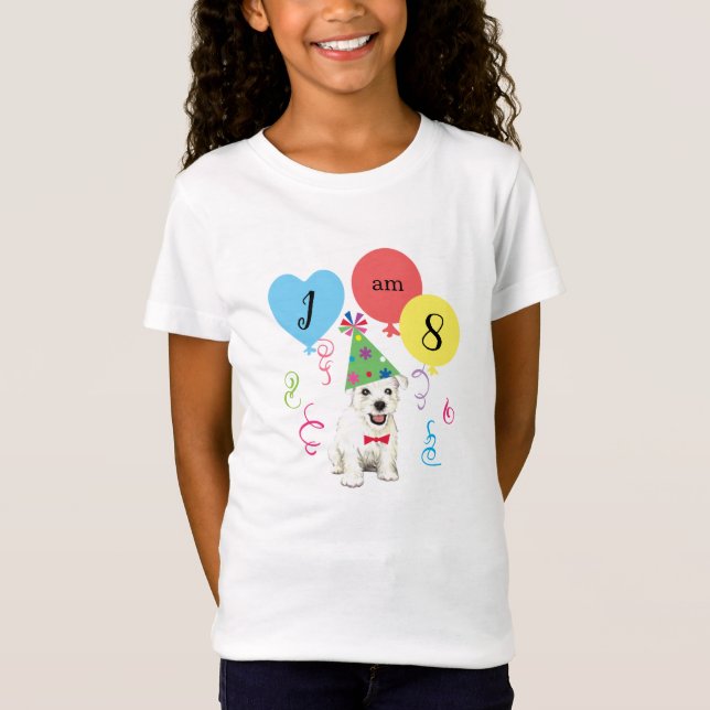 Birthday Party Balloons Westie T-Shirt (Front)