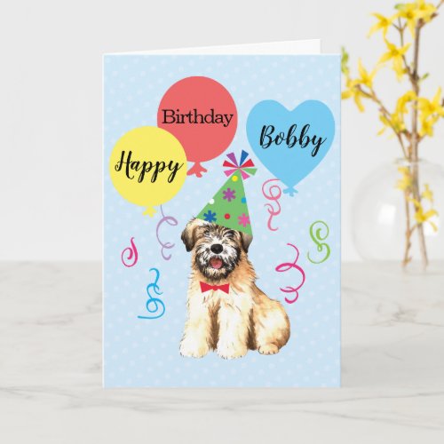 Birthday Party Balloons Wheaten Terrier Card