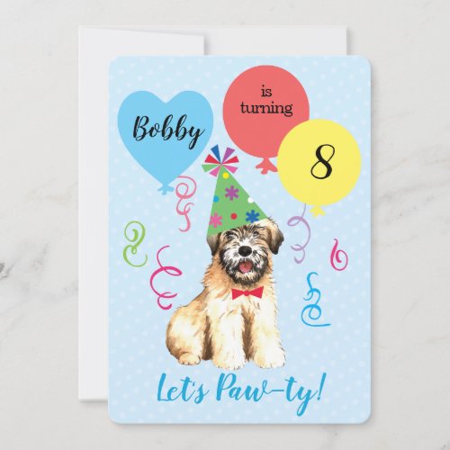 Birthday Party Balloons Wheaten Terrier Invitation