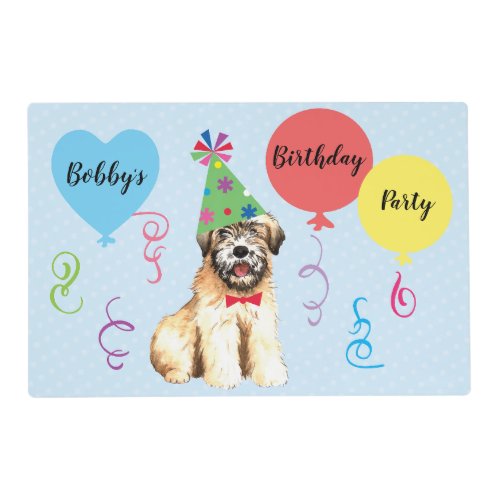 Birthday Party Balloons Wheaten Terrier Placemat
