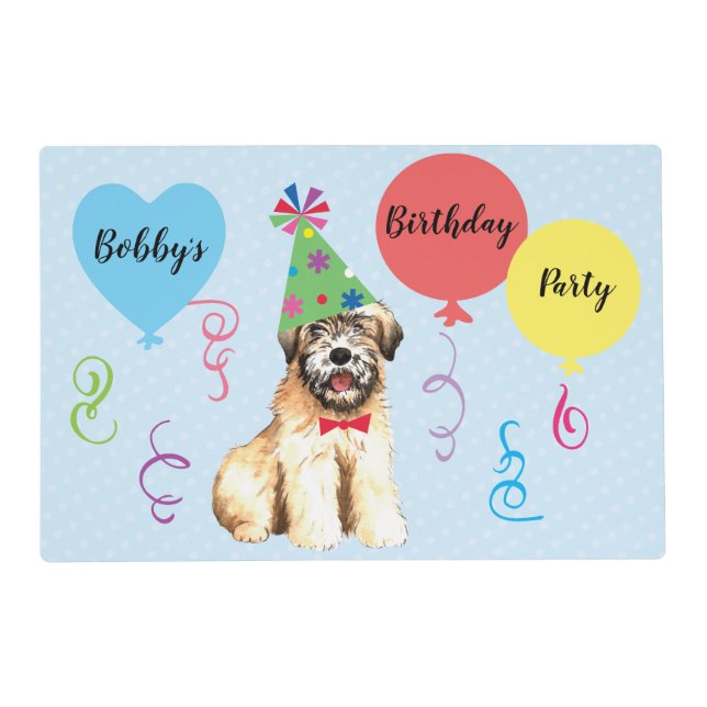 Birthday Party Balloons Wheaten Terrier Placemat (Front)