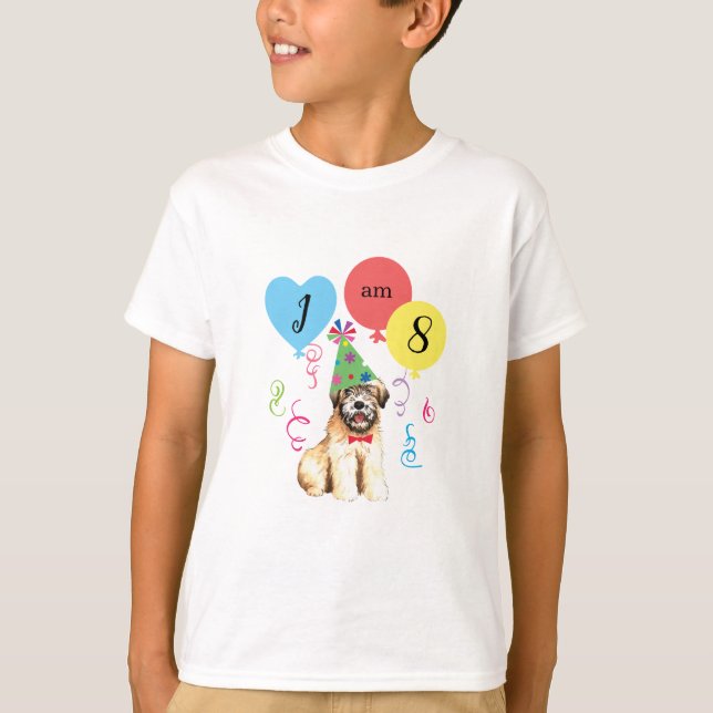 Birthday Party Balloons Wheaten Terrier T-Shirt (Front)