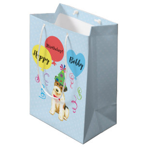 Birthday Party Balloons Wire Fox Terrier Medium Gift Bag