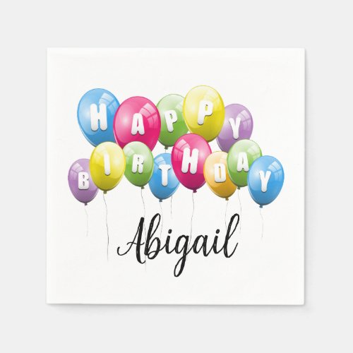 Birthday Party Balloons With Name Napkins