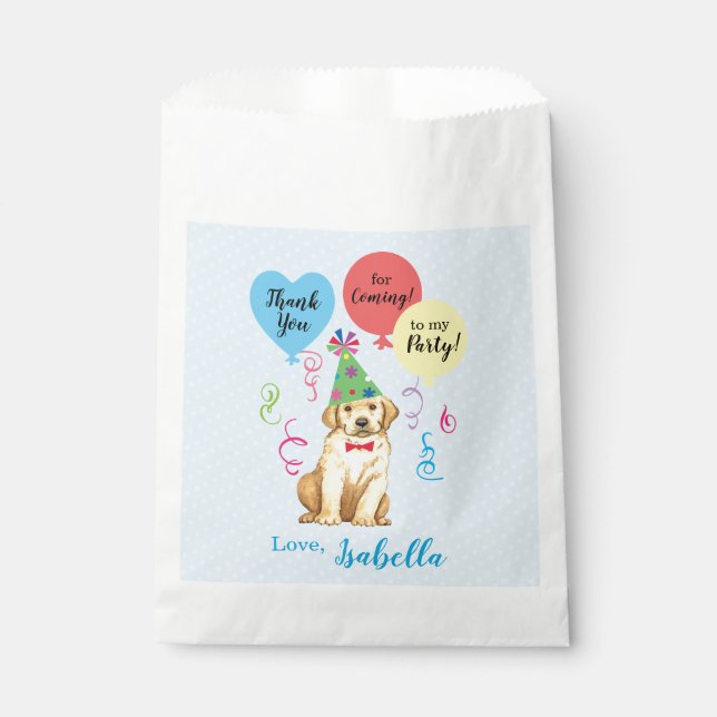 Birthday Party Balloons Yellow Lab Favor Bag (Front)