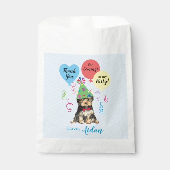 Birthday Party Balloons Yorkie Favor Bag (Front)