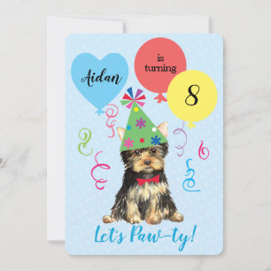 Birthday Party Balloons Yorkie Invitation