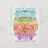 Birthday Party Band Concert Ticket Neon Retro 70s Postcard (Front/Back)