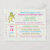 Birthday Party Band Concert Ticket Neon Retro 70s Postcard (Back)