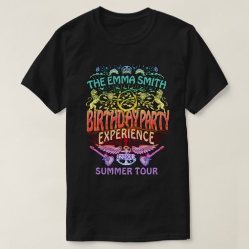 Birthday Party Band Retro 70s Concert Logo Neon T_Shirt