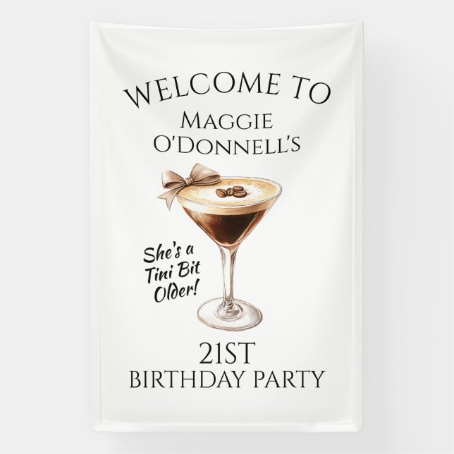 Birthday Party Banner 21st Espresso Martini (Vertical)