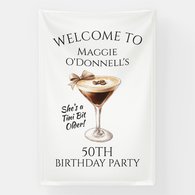 Birthday Party Banner 50th Espresso Martini (Vertical)