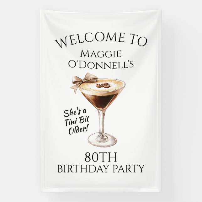 Birthday Party Banner 80th Espresso Martini (Vertical)