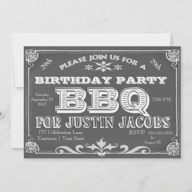 Birthday Party Bar B Que Invitation (Front)